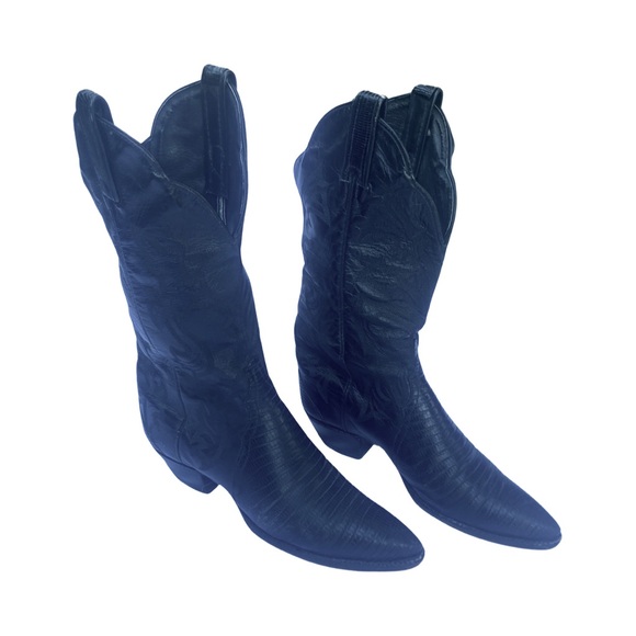 Justin Boots Shoes Tony Lama Mens Nacogdoches Black Teju Lizard Western Boots Medium Toe